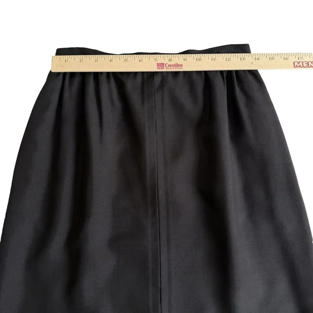 Vintage Carlisle Deadstock 100% Silk Shantung Black Pencil Skirt Hong Kong Sz 10